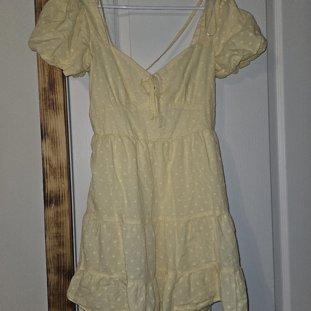 Francesca's Collections Light Yellow Textured Dress